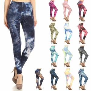 Womens Tie Dye Leggings Buttery Soft Colorful Patterns - Picture 1 of 48