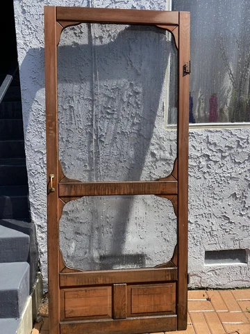 Vintage Wood Screen Door with Defects Cover