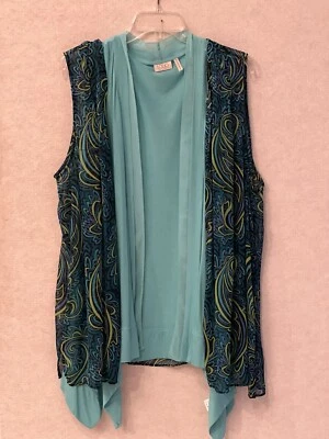 Cárdigan Bob Mackie Mujer XL Verde Cachemira Transparente Op Fr Chaleco Casc Con Debajo de la Parte Superior Foto 1 de 4