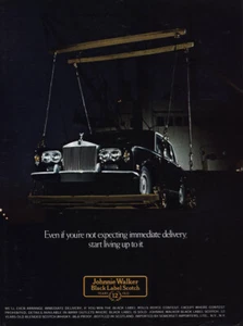 Johnnie Walker 1976 negro: no se espera entrega inmediata anuncio impreso vintage - Imagen 1 de 1