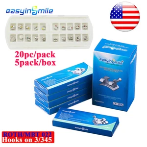 5pack Dental brackets Orthodontic MINI roth/MBT 018 022 3/345 Hook braces MIM - Picture 1 of 14