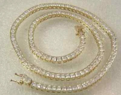 14Ct Princess Cut Lab Created Diamond 14k Yellow Gold Plated Tennis Necklace 18" - Image 1 of 4