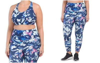 SPALDING Plus Size 2X Paradise Active Cross Back Bra & Leggings Set NWT $94 - Image 1 of 4