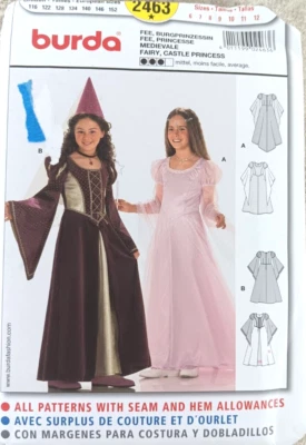 Burda 2463 Medieval Renaissance Castle Princess Damsel Fairy Costume Size 6-12 - Image 1 of 3