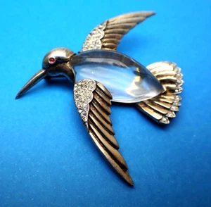 De Colección Trifari Jelly Belly Colibrí Pin Oro Esterlina Pavé A Philippe Pat 135171 - Imagen 1 de 11