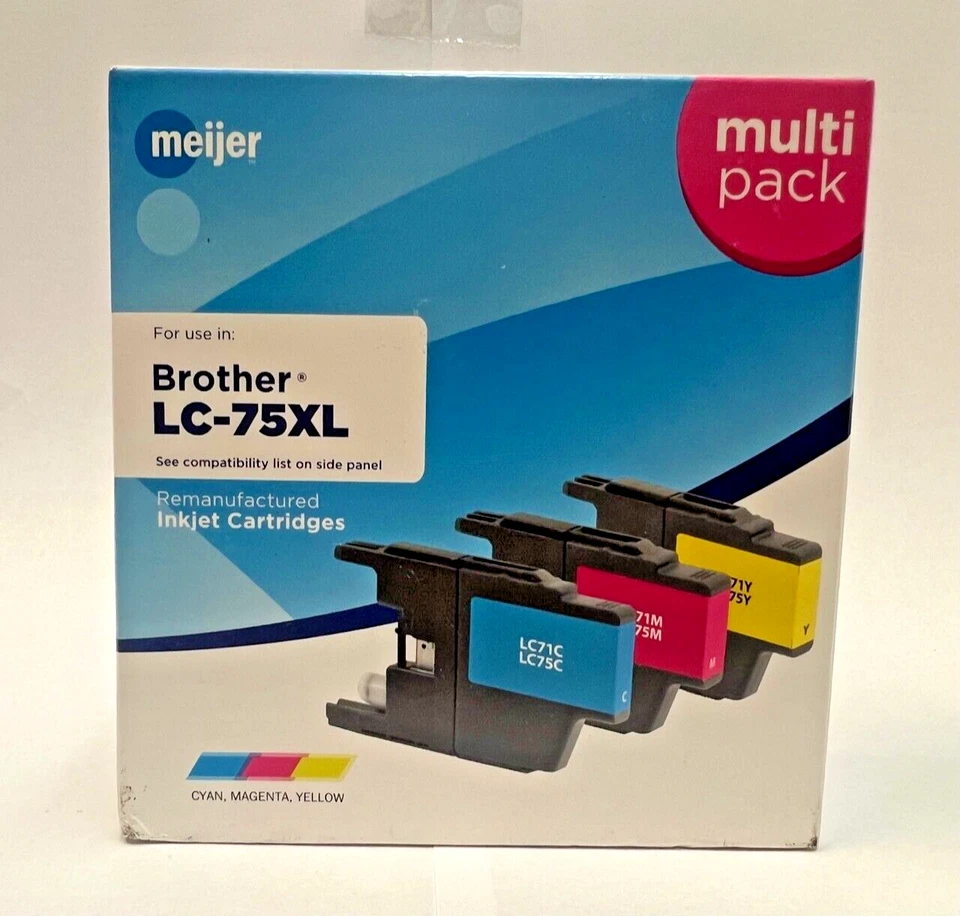 Meijer Remanufactured Ink Cartridge for Brother LC-75XL - CYAN, MAGENTA, YELLOW - Image 1 of 1