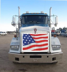 Kenworth T-800 WIDE hood USA Abstract Flag design premium mesh bug screen - Picture 1 of 5