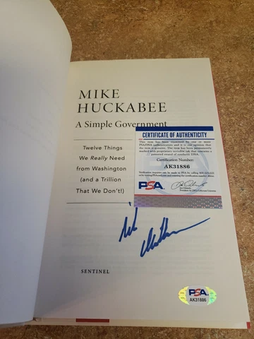 Mike Huckabee Signed Book A Simple Government PSA Govenor Of Arkansas Cover