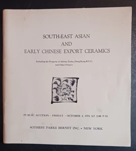CHINESE SOUTH-EAST ASIAN EXPORT CERAMICS SOTHEBY Zecha 1974 art auction catalog - Picture 1 of 11