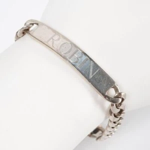 Vintage Italien 925 Sterlingsilber Glieder ID Namensschild Armband "Robin" 25 Gramm - Bild 1 von 4