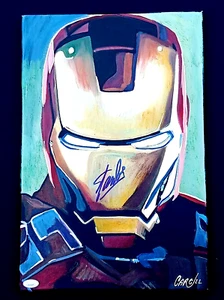 Pintura Cargill STAN LEE Marvel Ironman FIRMADA 12x18 JSA LOA - Imagen 1 de 3
