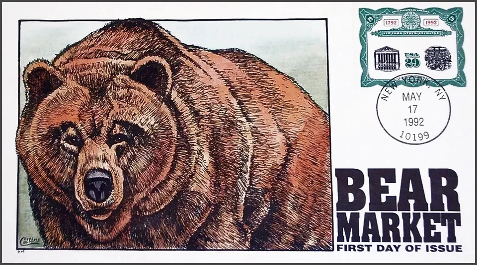 New York Stock Exchange Bicentennial FDC Handpainted Collins#H2002 Sc#2630 Bear - Image 1 of 1