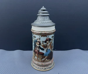 Antique Villeroy & Boch Mettlach Large German Stein #1932 Cavaliers Drinking - Picture 1 of 19