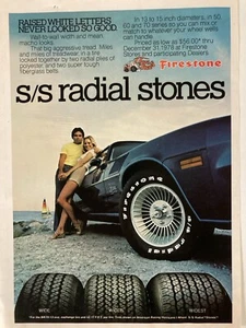 1978 Firestone Tire Print Ad - S/S Radial Stones Raised White Letter Chevy Z28 - Picture 1 of 2