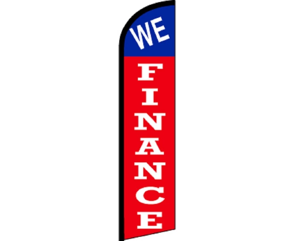 We Finance Red Blue White Windless Banner Feather Advertising Marketing Flag - Image 1 of 1
