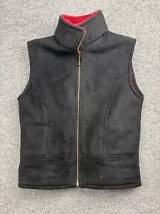 Country Clothing Co Suede Vest Women's Small Black Zip Up Western Fleece Lined - Picture 1 of 7