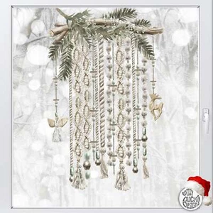 Calcomanía alta para ventana de Navidad Dizzy Duck Macrame Boho - pegatina adhesiva reutilizable - Imagen 1 de 5