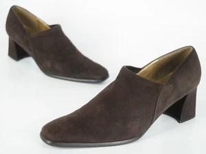 Stuart Weitzman Size 8 (N) Narrow Brown Suede Block Heel Pumps - Picture 1 of 12