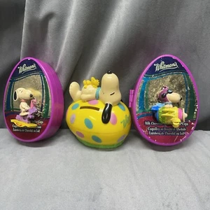 Snoopy Woodstock Peanuts Lot Vintage Easter Figure Keychain Cases & Egg Bank - Picture 1 of 24