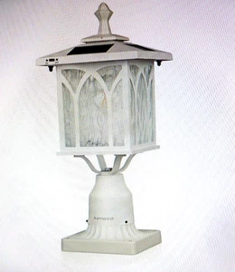 Outdoor Solar Post Light Cast Aluminum White Fixture W/3" Pire Mount - Picture 1 of 5