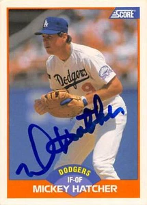 Mickey Hatcher autographed baseball card (Los Angeles Dodgers) 1989 Score #332 - Picture 1 of 1