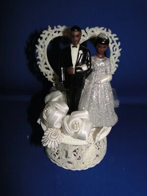 Novo 25º Aniversário de Casamento de Noiva e Noivo Pele Negra com Prata #68 - Imagem 1 de 4