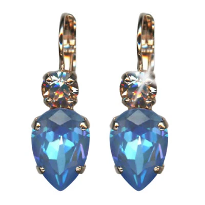 Pendientes Mariana Elegantes Ópalo Azul Caribeño y Cristales Austriacos Rosa Vintage... Foto 1 de 3
