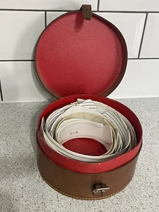 VINTAGE LEATHER COLLAR CASE + 9 COLLARS inc. ECLIPSE ROCOLA ALFORD DOVER SAVOY - Picture 1 of 10