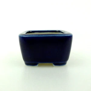 Japanese Bonsai pot SEIKO small pot w1.7in square pot glazed Dark blue New - Picture 1 of 6