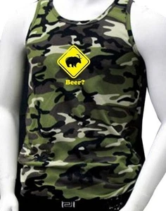 "CERVEZA" Nuevo Estampado para Hombre Camiseta sin mangas Deer Bear Divertida Hipster Camuflaje MMA ARMY - Imagen 1 de 2