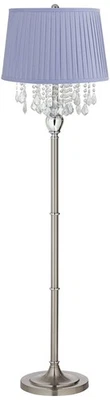 Lámpara de pie Cristales 60 1/2" Acero satinado con pantalla Shay Lila Púrpura Foto 1 de 4