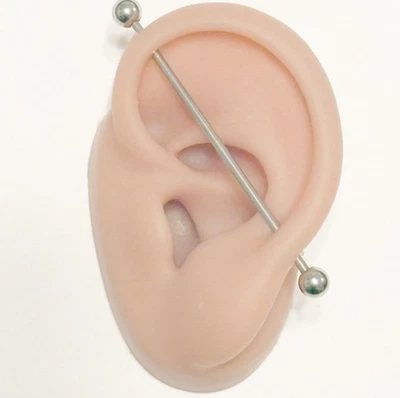 EXTRA  LONG  BARBELL  51 mm OR  2" LENGTH, Surgical Steel for Ear Piercing. - Image 1 of 4