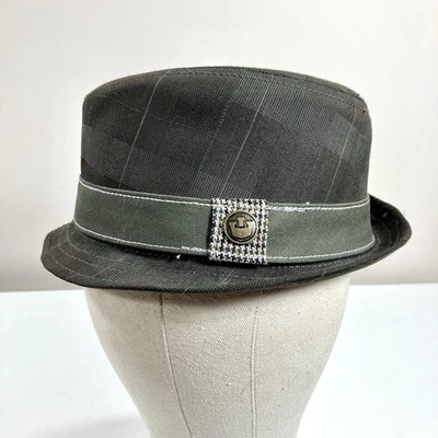Sombrero Fedora Goorin Bros Para Hombre a Cuadros con Cinta Verde y Prendedor Pequeño Foto 1 de 4