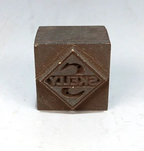 Vintage Advertising Brass Printing Block SKELLY 1.10" x 1.10" - Picture 1 of 1