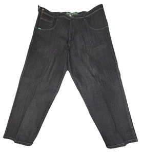 Five Jungle & Co Jeans Men’s Size 52x32 Black Denim Green Stitch Straight Leg - Picture 1 of 8