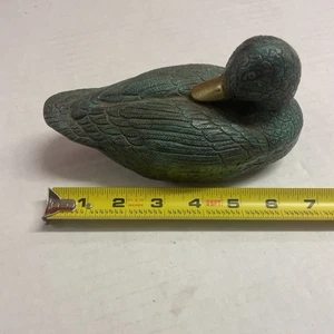 Fermacarte fermaporta vintage grande ottone anatra 7”X 3,5” statuina decorazione Mallard - Foto 1 di 6