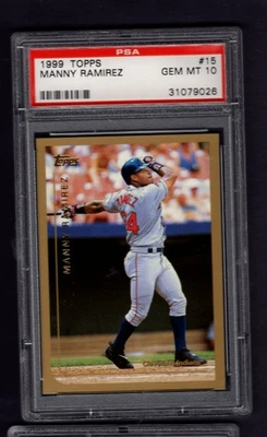 1999 TOPPS FLAGSHIP #15 MANNY RAMIREZ INDIANS CLASSIFICADO PSA 10 GEM ESTADO PERFEITO - Imagem 1 de 2