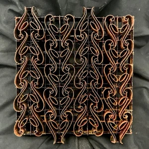 Copper Tjap Cap Chop Stamp Block Artisan Batik Calligraphy Stripe 9" x 7.75" - Picture 1 of 2