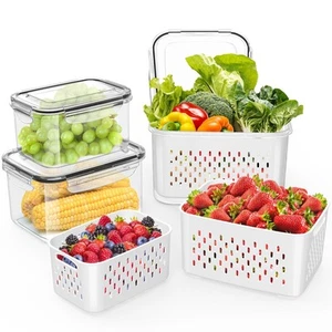 3 PCS Fruit Storage Containers for Fridge Food Storage Containers with Remova... - Picture 1 of 7