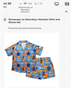 Detroit Tigers Hawaiian Shirt & Shorts Set SGA 7-26 NEW IN BAG XL - Picture 1 of 2