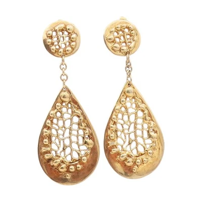 Pendientes de plata de ley 925 vintage enchapados en oro recorte lágrima colgante EG13924 Foto 1 de 4