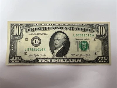 Series 1977 $10 Ten Dollar Bill Error Extreme Ink Smear Paper Money Error #1294 - Image 1 of 4