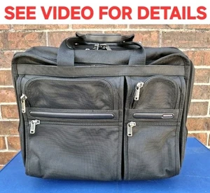 TUMI Alpha 26103D4 ~ Black Nylon Deluxe Expandable Wheeled Rolling Briefcase Bag - Picture 1 of 24