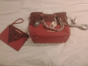 MKF Mia Kay Tote Purse With Strap And Clutch Bag Snake Skin - Picture 1 of 12