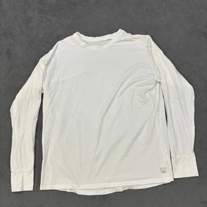 Vouri weißes Langarm-T-Shirt Rundhalsausschnitt breiter Bündchen Lounge Basics Damen Gr. XS - Bild 1 von 8