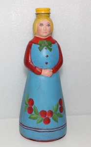 MRS BUTTERWORTH'S BOTTIGLIA SCIROPPO ARTE POPOLARE VINTAGE DIPINTO A MANO BLU ABITO BACCHE - Foto 1 di 6