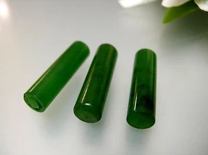 Vintage natural Chinese green jade longer cylinder tube 6.5x24 mm/ 1, 2 or 5 pcs - Picture 1 of 4