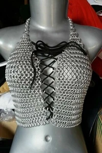 Sujetador Chainmail Halter, Aluminio con Botones Cadena Caliente y Sexy, Fiesta - Imagen 1 de 3