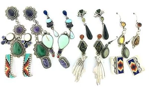 Sterling Silver Multi Stone Earrings.  12 Pairs In The Lot. - Picture 1 of 6