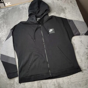 Felpa Nike Air con cappuccio uomo 2XL nero grigio colorblock full zip foderata in pile - Foto 1 di 16